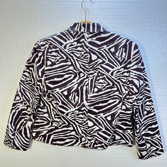 Vintage FOCUS 2000  Womens Blazer Brown White Zebra‎ Print Size Petite 12P - Picture 3 of 8